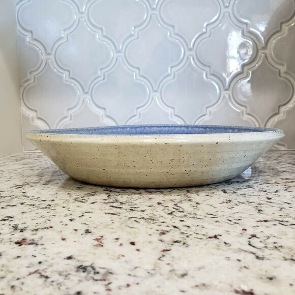 Vintage Milligan RP Pottery Stoneware Serving Chip and Dip Bowl Set Blue Speckle - Picture 6 of 12